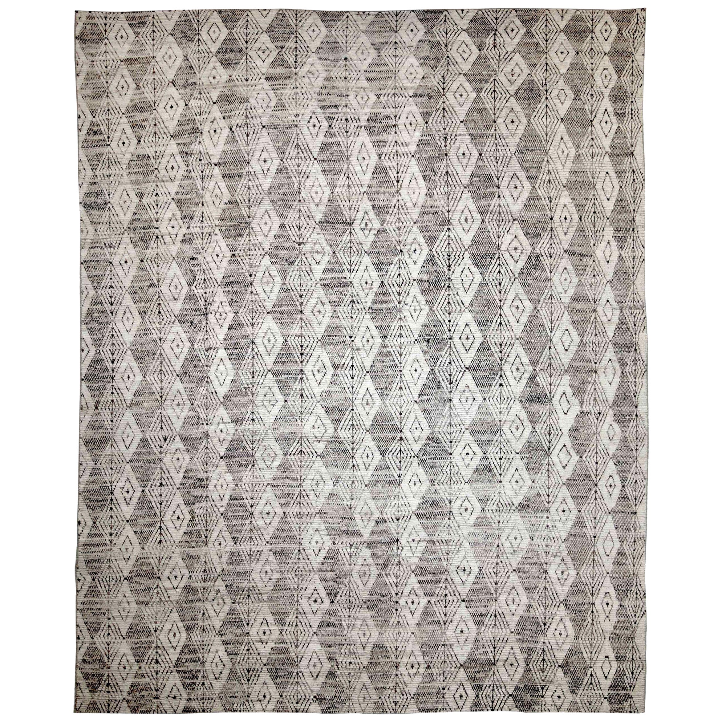 Afghanistan Tapis de zone marocain Circa 1990 - Laine Brown Ivory Design - 89921 en vente