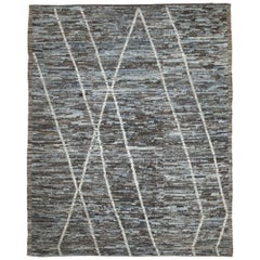 Afghanistan Moroccan Area Rugs Circa 1990 - Wool Brown Gray Ivory Design - 89922