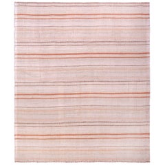Petit tapis persan Kilim vers 1940 - Design en laine ivoire rose ivoire - 89977