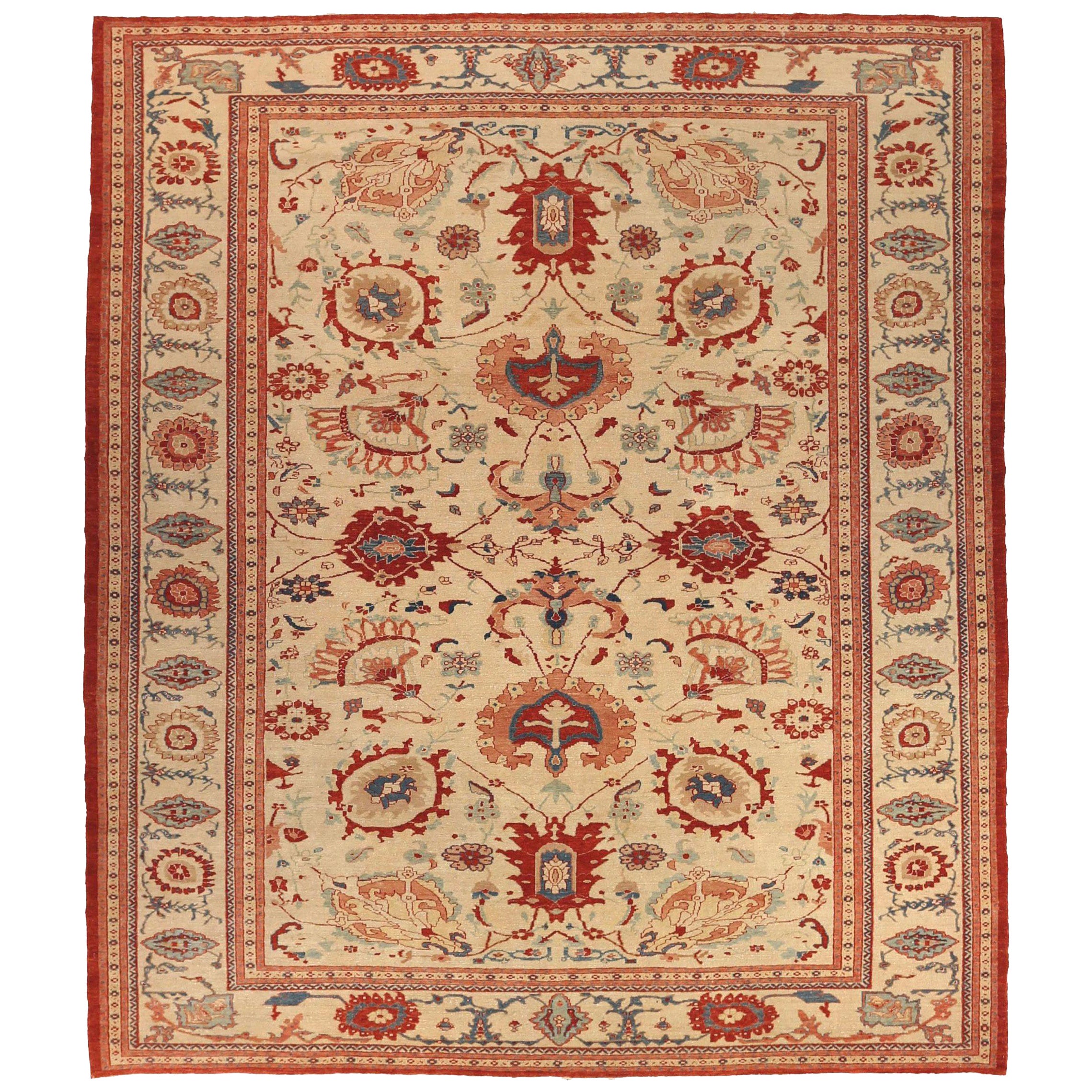 Afghanistan Sultanabad-Teppiche Circa 1990 - Wolle Elfenbein Rosa Rot Design - 89994