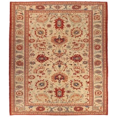 Afghanistan Sultanabad Area Rugs Circa 1990 - Wool Ivory Pink Red Design - 89994