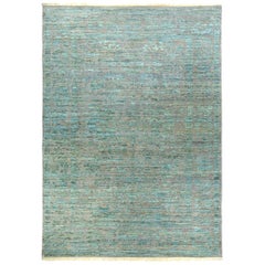 Persian Oushak Area Rugs Circa 1990 - Wool Blue Brown Design - 89957