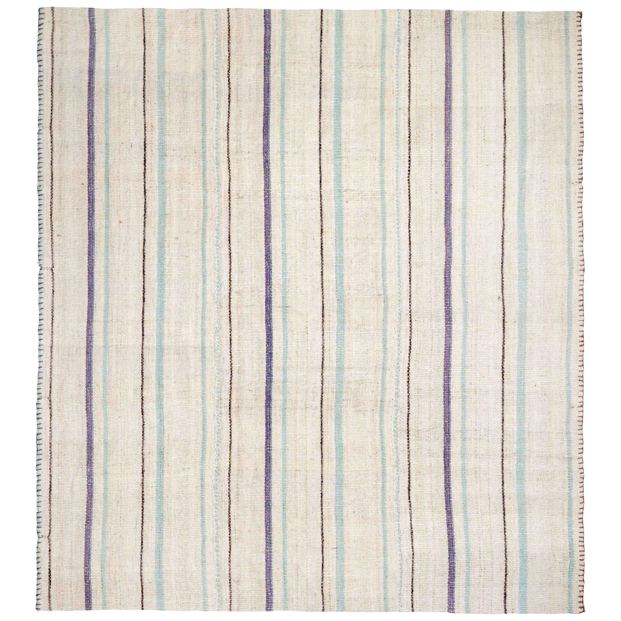 Alfombra Persa Kilim Pequeña Circa 1940 - Lana Azul Marfil Purpel Design - 89965