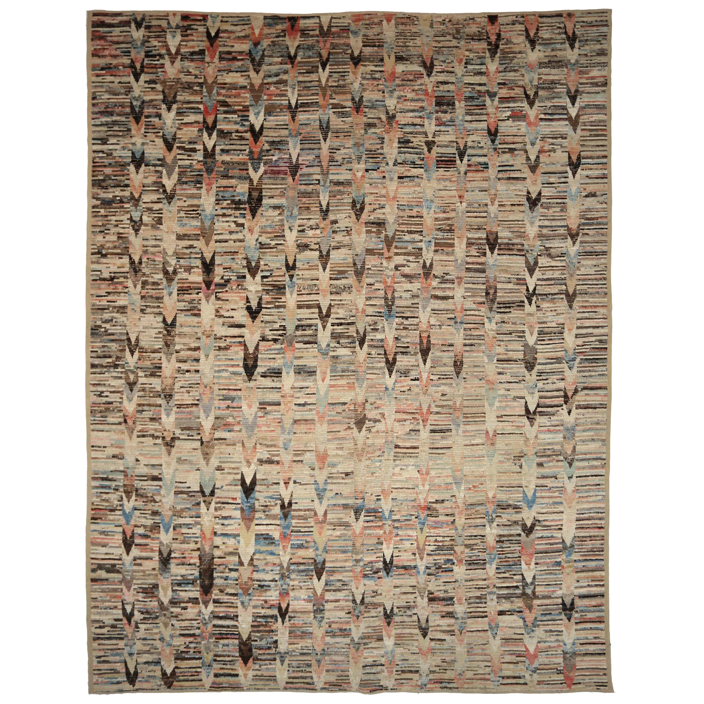 Afghanistan Moroccan Over Size Rug Circa 1990 - Wool Blue Brown Pink - 90400