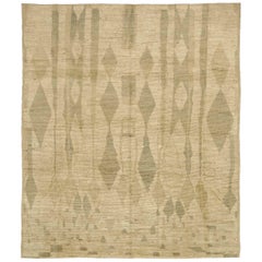 Marokkanische Afghanistan-Teppiche um 1990 - Wolle Grün Elfenbein Design - 90405