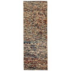 Marokkanische Afghanistan-Teppiche Circa 1990 - Wolle Blau Elfenbein Rot Design - 90411