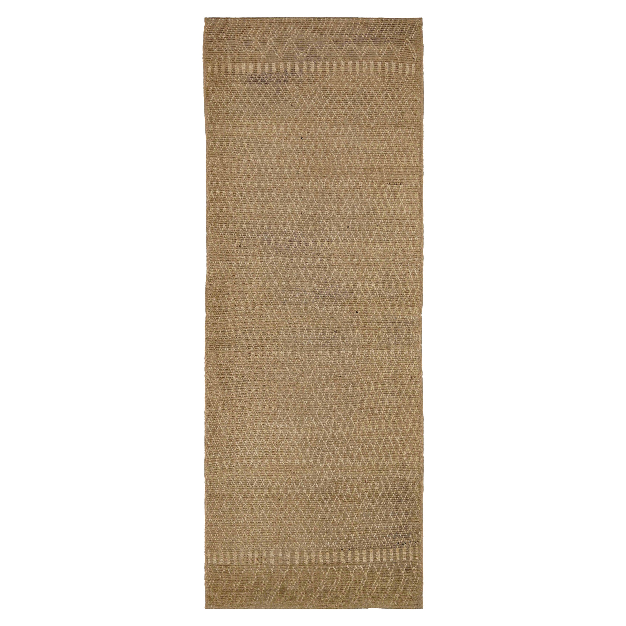 Afghanistan Tapis de zone marocain Circa 1990 - Laine Brown Ivory Design - 90412