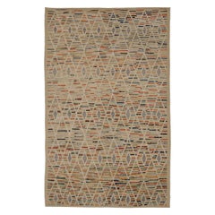 Marokkanische Afghanistan-Teppiche Circa 1990 - Wolle Blau Elfenbein Rot Design - 90397