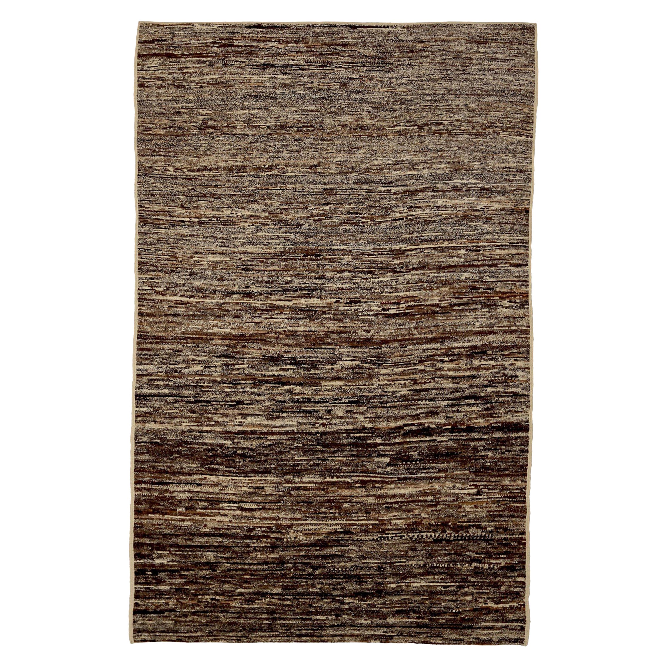 Afghanistan Tapis de zone marocain Circa 1990 - Laine Brown Ivory Design - 90398