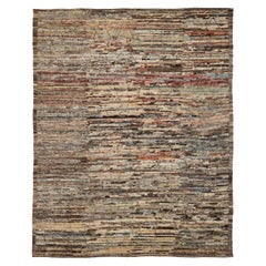 Afghanistan Moroccan Area Rugs Circa 1990 - Wool Brown Ivory Pink Design - 90422