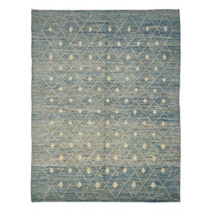 Marokkanische Afghanistan-Teppiche Circa 1990 - Wolle Blau Elfenbein Design - 90424