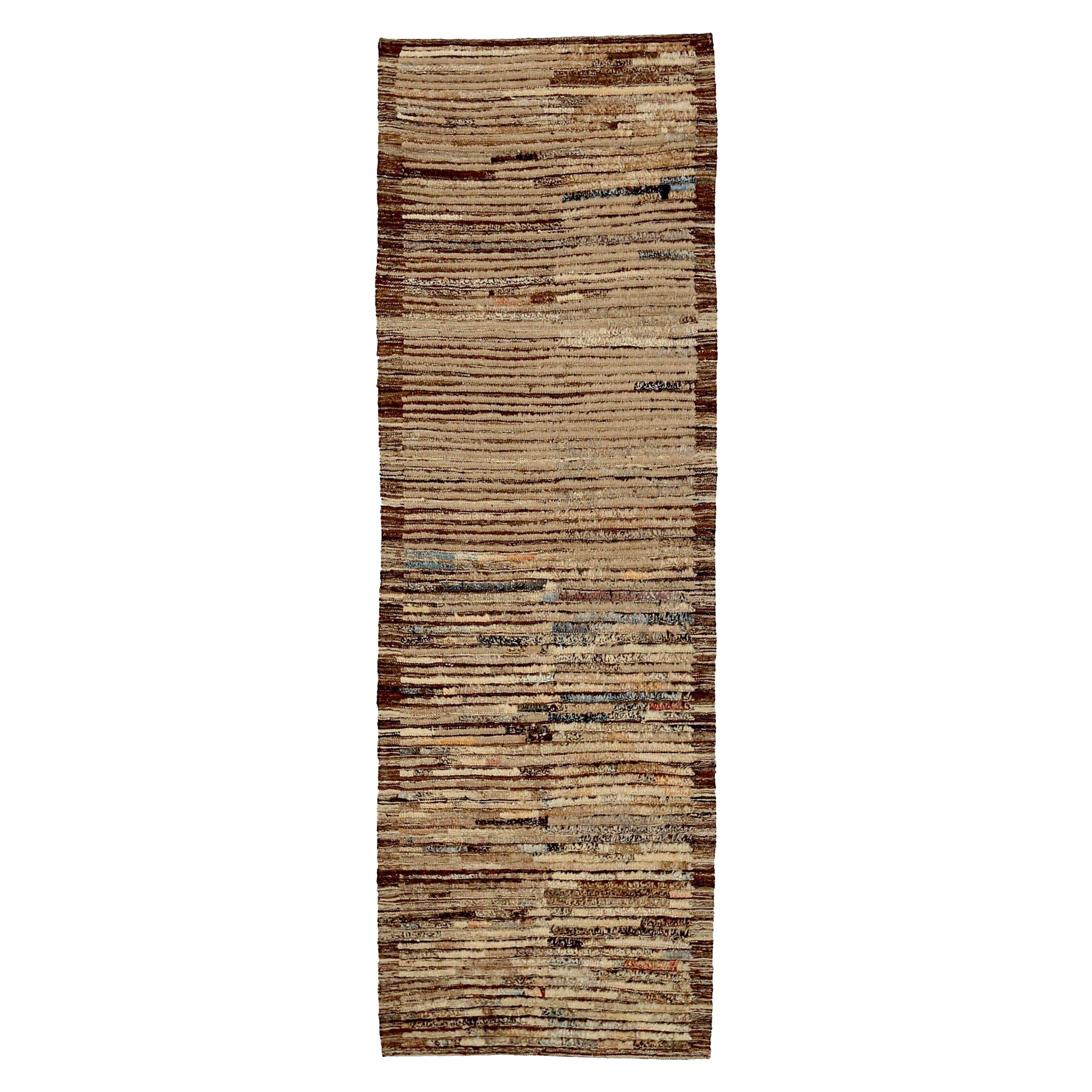 Afghanistan Moroccan Small Rug Circa 1990 - Wool Brown Ivory Design - 90425