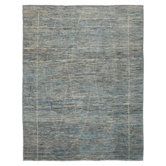 Tapis marocains d'Afghanistan datant d'environ 1990, motif en laine bleu gris ivoire - 90445
