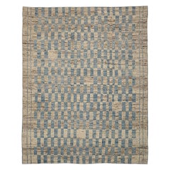 Afghanistan Moroccan Area Rugs Circa 1990 - Wool Blue Brown Ivory Design - 90446
