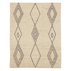 Afghanistan Moroccan Area Rugs Circa 1990 - Wool Brown Ivory Design - 90432