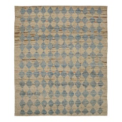 Marokkanische Afghanistan-Teppiche Circa 1990 - Wolle Blau Grau Elfenbein Taupe - 90448