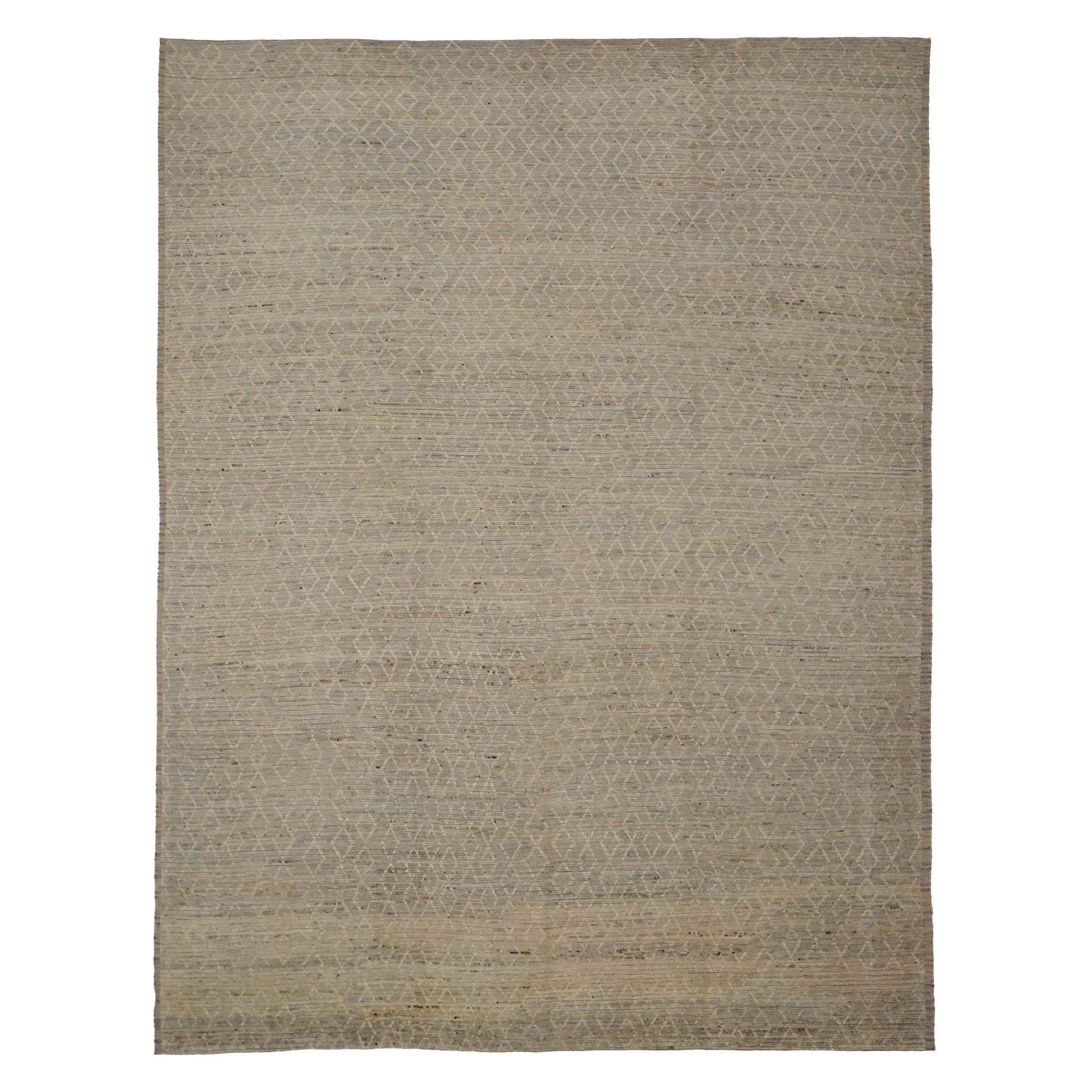 Afghanistan Tapis marocain Circa 1990 - Laine Brown Ivoire Taupe - 90458