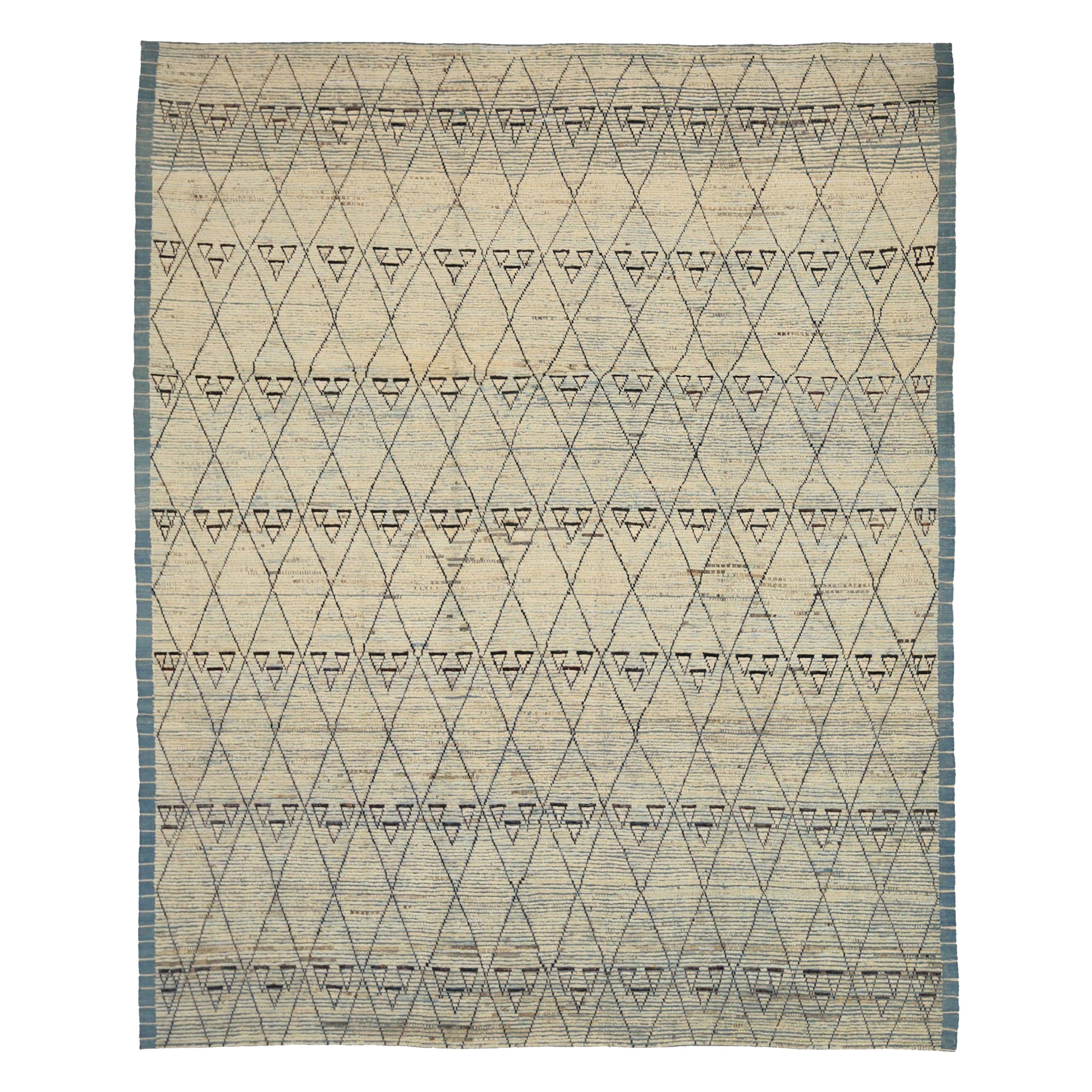 Afghanistan Tapis de zone marocain Circa 1990 - Laine Brown Ivory Design - 90459