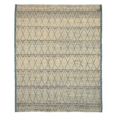 Afghanistan Moroccan Area Rugs Circa 1990 - Wool Brown Ivory Design - 90459