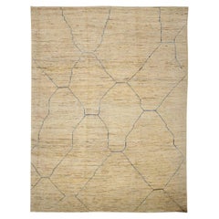 Tapis marocains d'Afghanistan vers 1990 - Laine bleu ivoire jaune - 90461