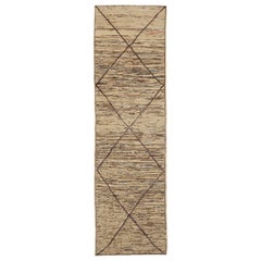 Afghanistan Tapis de course marocain Circa 1990 - Laine Brown Ivory Design - 90463