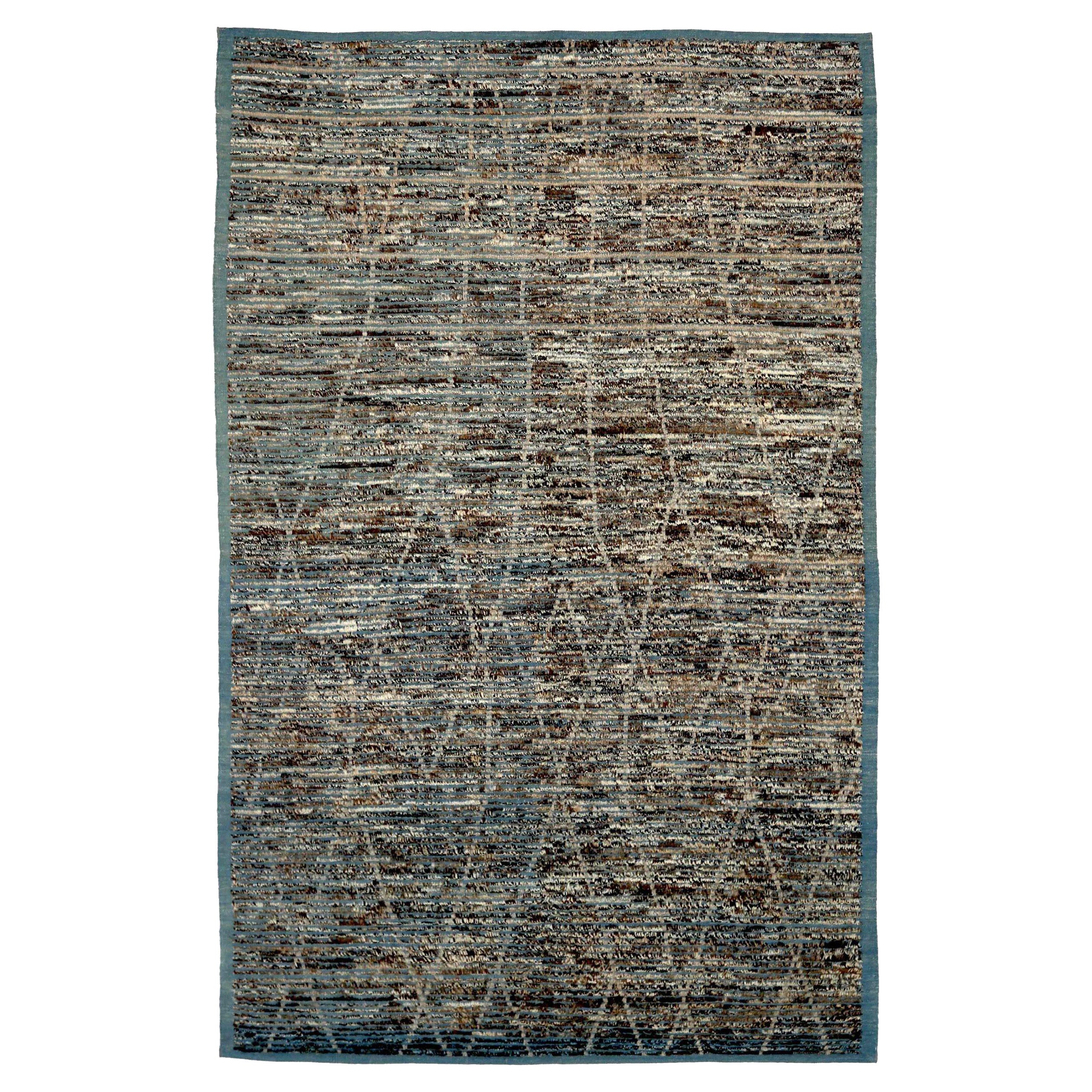 Afghanistan Moroccan Area Rugs Circa 1990 - Wool Brown Gray Ivory Design - 90466