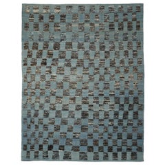Afghanistan Tapis de zone marocain Circa 1990 - Laine Bleu Brown Ivory Design - 90494