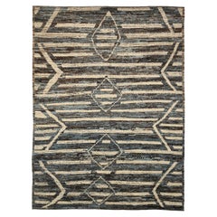 Afghanistan Moroccan Area Rugs Circa 1990 - Wool Brown Gray Ivory Design - 90495