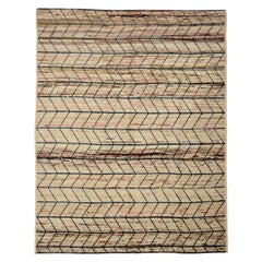 Afghanistan Tapis de zone marocain Circa 1990 - Laine Noir Ivoire Rose Design - 90513