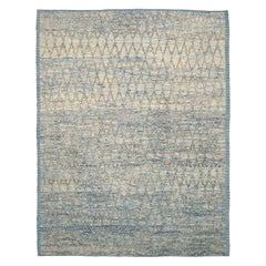 Marokkanische Afghanistan-Teppiche Circa 1990 - Wolle Blau Elfenbein Design - 90496