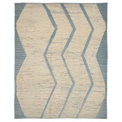Afghanistan Moroccan Area Rugs Circa 1990 - Wool Gray Ivory Design - 90516