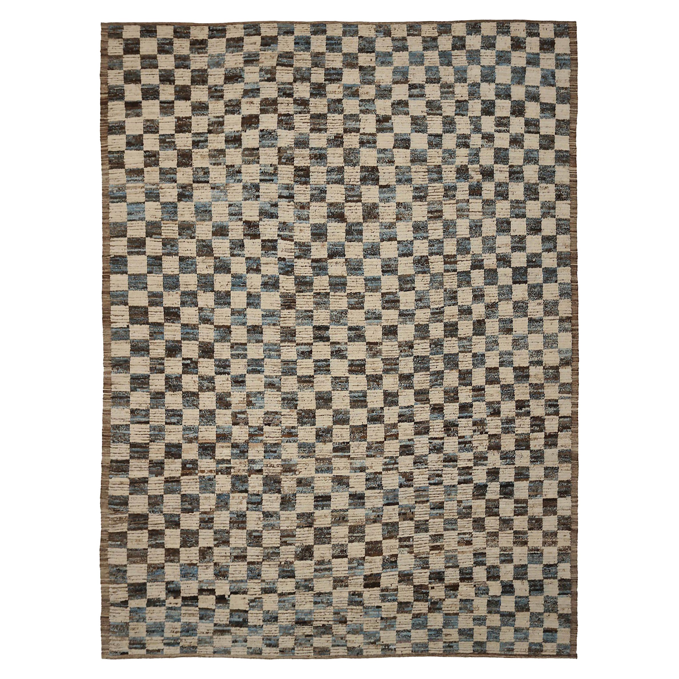 Afghanistan Moroccan Area Rugs Circa 1990 - Wool Brown Ivory Design - 90552
