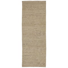 Marokkanischer Afghanistan-Läufer Circa 1990 - Wolle Elfenbein Taupe Design - 90536