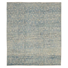 Marokkanische Afghanistan-Teppiche Circa 1990 - Wolle Blau Elfenbein Design - 90540