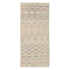 Marokkanischer kleiner Afghanistan-Teppich Circa 1990 - Wolle Grau Elfenbein Rosa Design - 90542