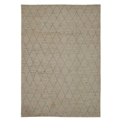 Marokkanische Afghanistan-Teppiche Circa 1990 - Wolle Blau Taupe Design - 90559