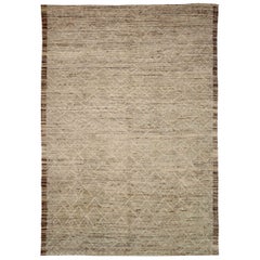 Tapis marocains d'Afghanistan datant d'environ 1990, motif en laine ivoire taupe - 90575