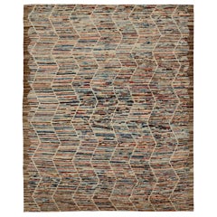 Afghanistan Moroccan Area Rugs Circa 1990 - Wool Blue Ivory Pink Design - 90562