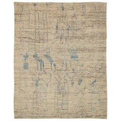 Afghanistan Moroccan Area Rugs Circa 1990 - Wool Gray Ivory Design - 90580