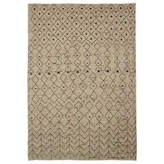 Afghanistan Tapis de zone marocain Circa 1990 - Laine Brown Ivory Design - 90563