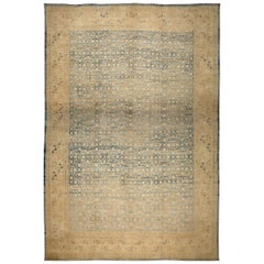 Afghanistan Tabriz Over Size Rug Circa 1990 - Wool Blue Yellow Design - 90582