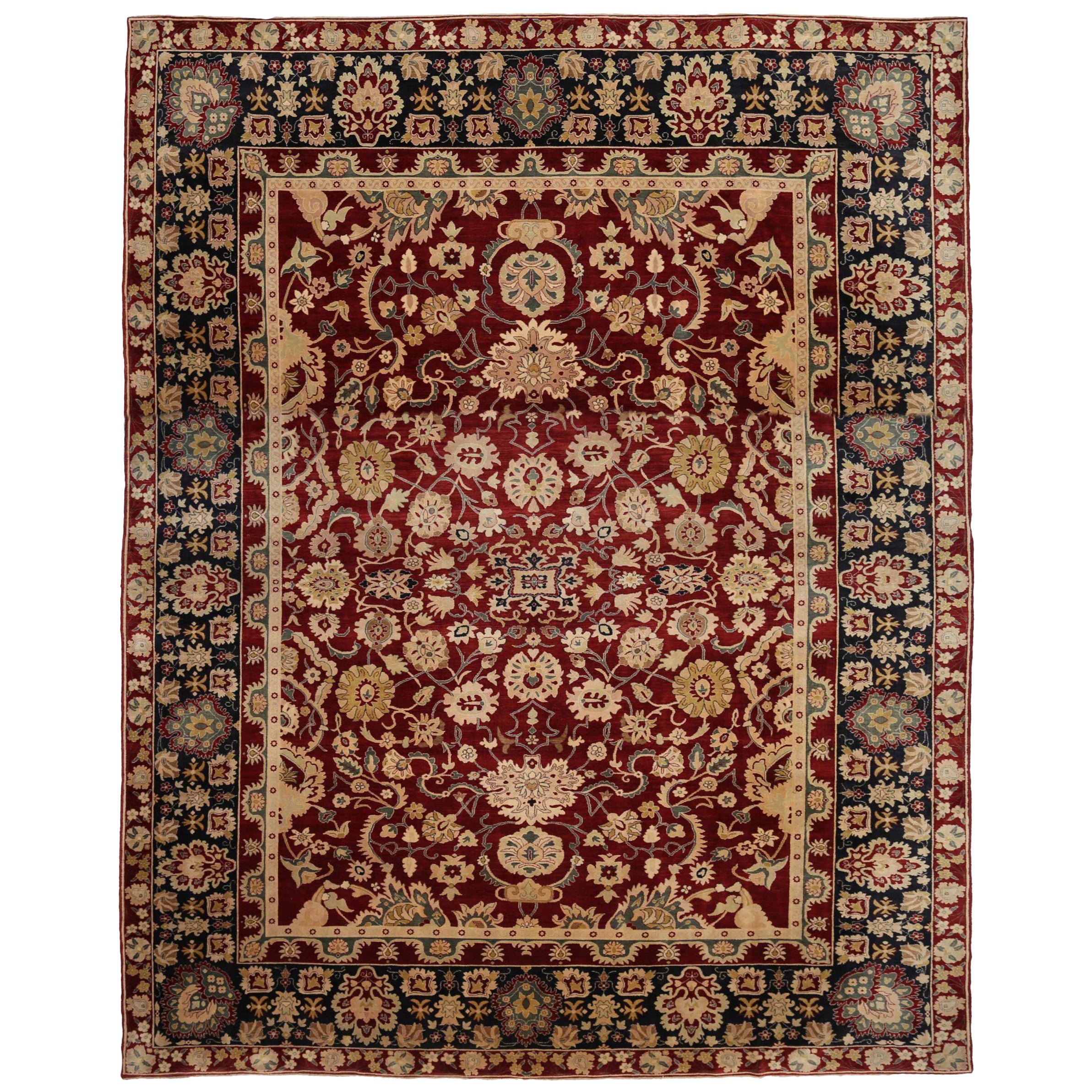 Indien Agra Over Size Teppich CIRCA 1990 - Wolle Elfenbein Rot Design - 90584