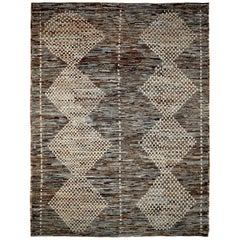 Afghanistan Tapis Marocain Circa 1990 - Laine Brown Gray Ivory - 90570