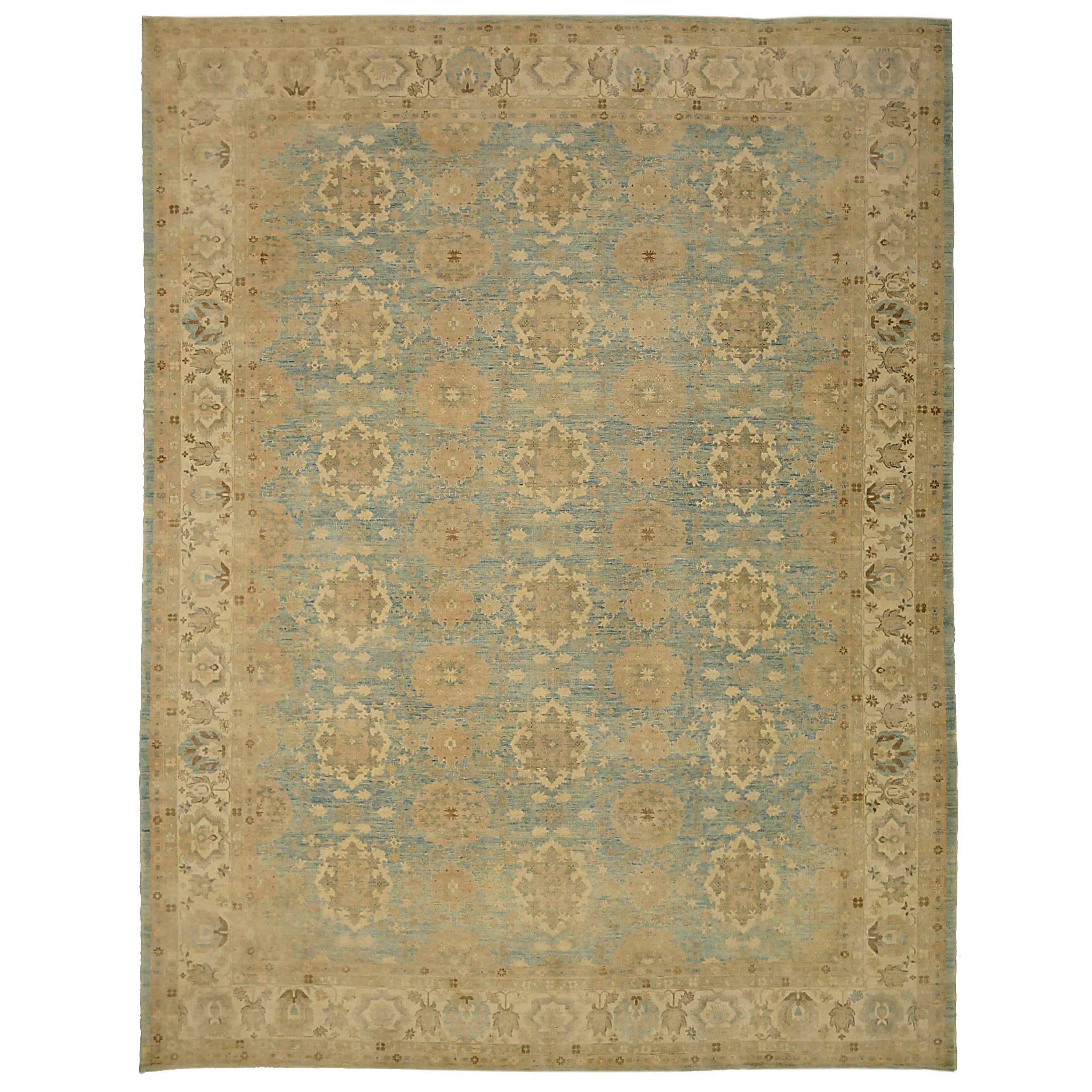 Afghanistan Haji Jalili Area Rugs Circa 1990 - Wool Blue Yellow Design - 90588