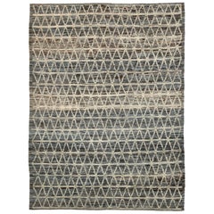 Afghanistan Moroccan Area Rugs Circa 1990 - Wool Brown Gray Ivory Design - 90572