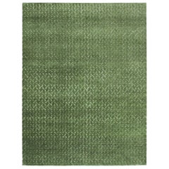 India Fern Small Rug Circa 1990 - Wool Green Design - 90593