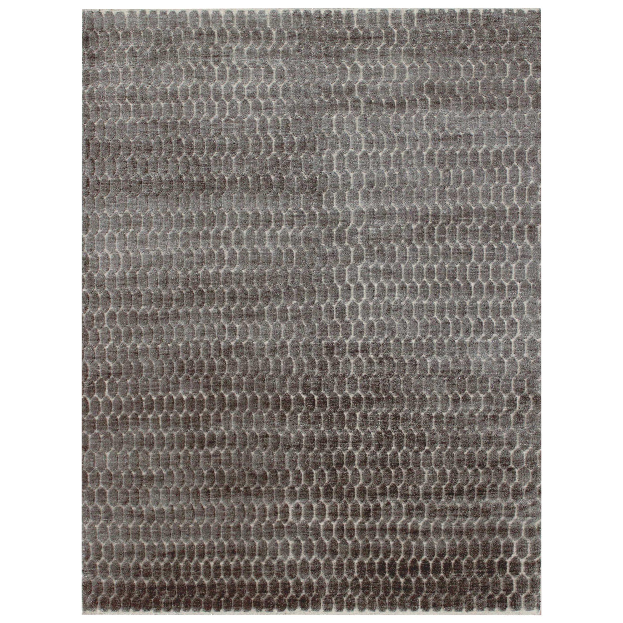 India Small Rug Circa 1990 - Wool Brown Ivory Design - 90596