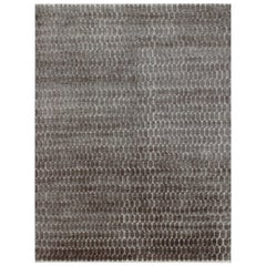 India Small Rug Circa 1990 - Wool Brown Ivory Design - 90596