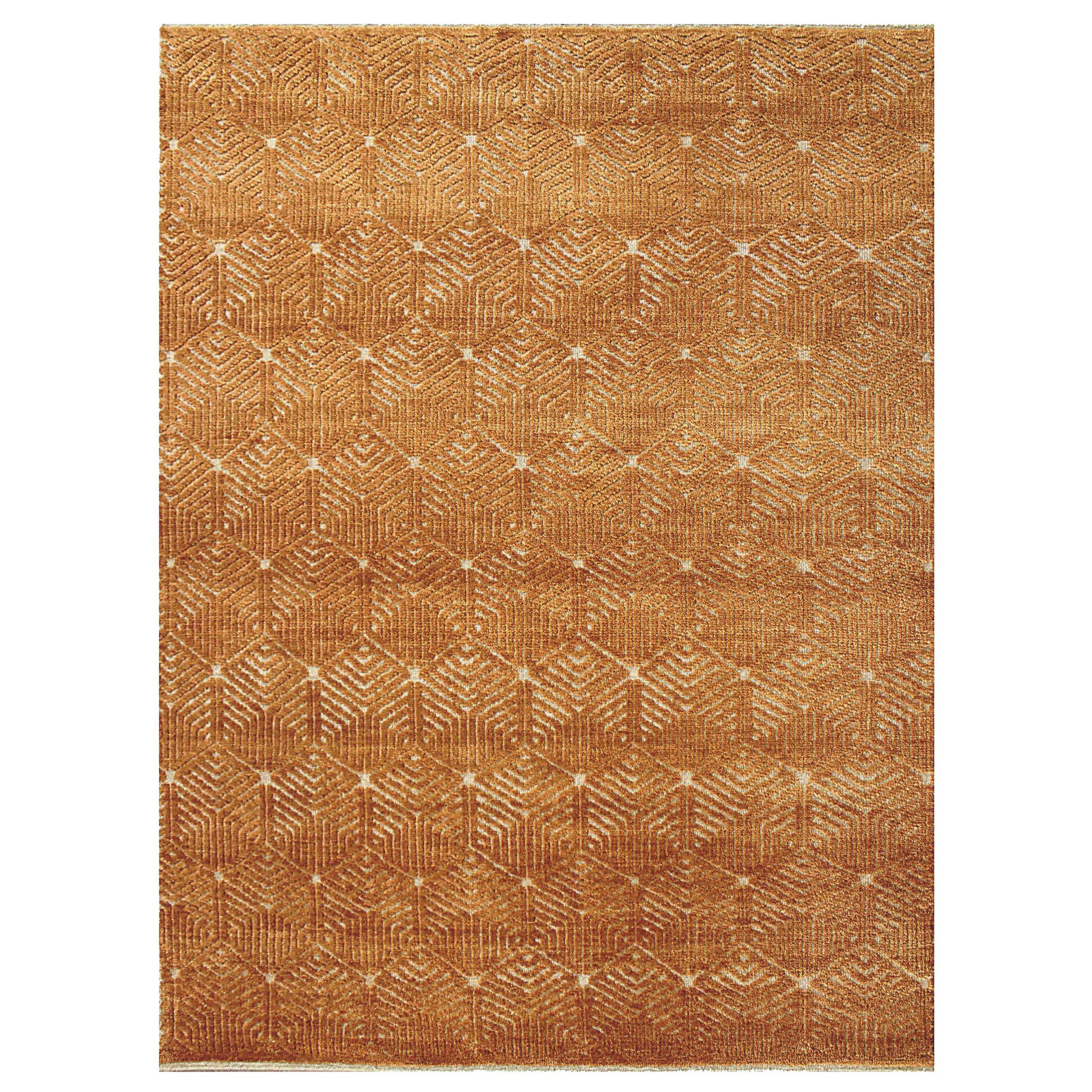 India Tiger Small Rug Circa 1990 - Wool Yellow Design - 90597 For Sale