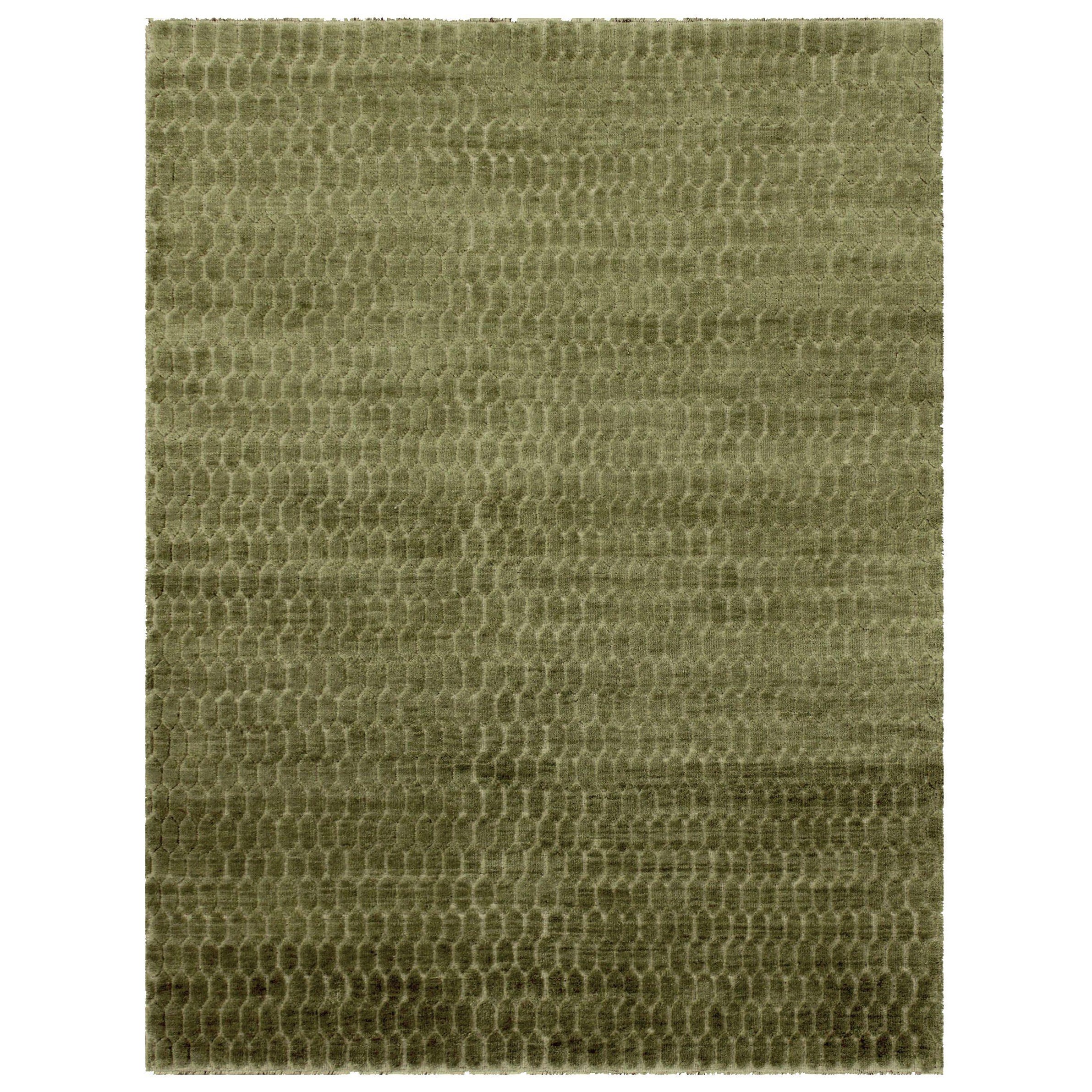 Petit tapis indien Moss vers 1990 - Design vert laine - 90607